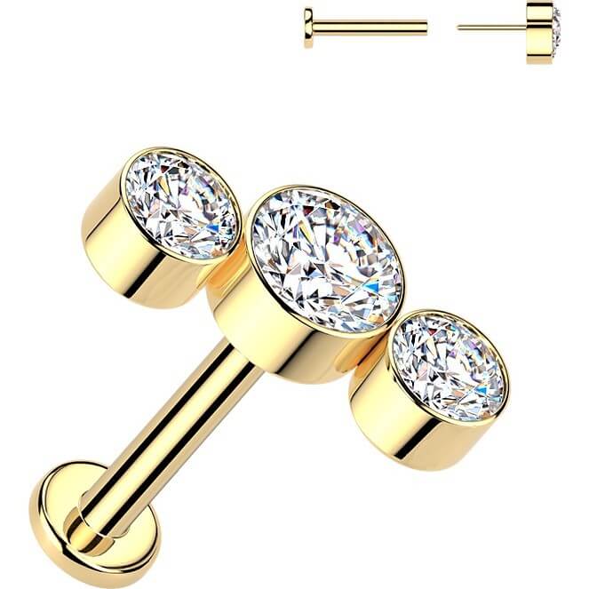 Titan Labret 3 runde Zirkonia Lünettenfassung Kurve Push-In - Image 4