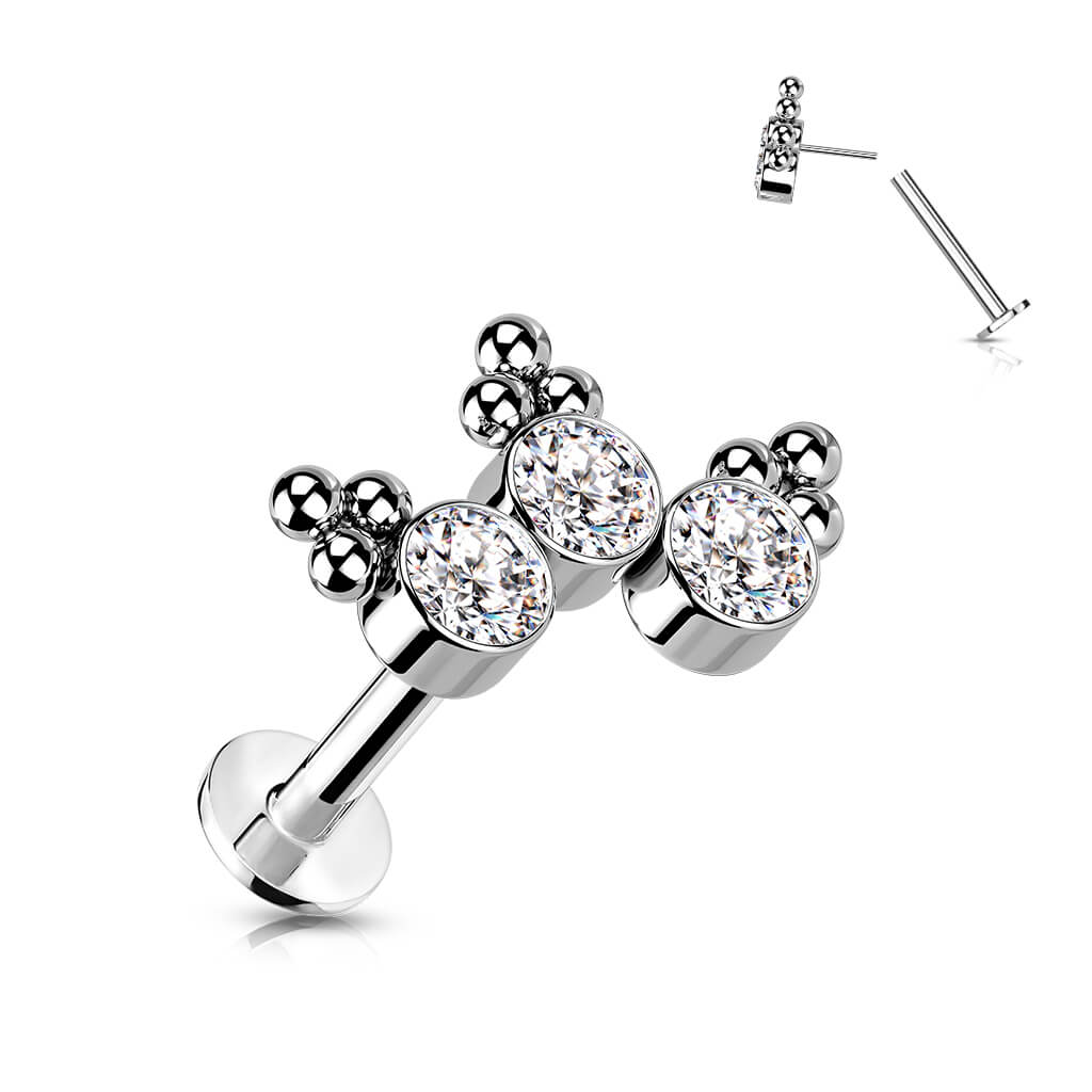 Titan Labret 3 Zirkonia Silber Push-In - Image 5
