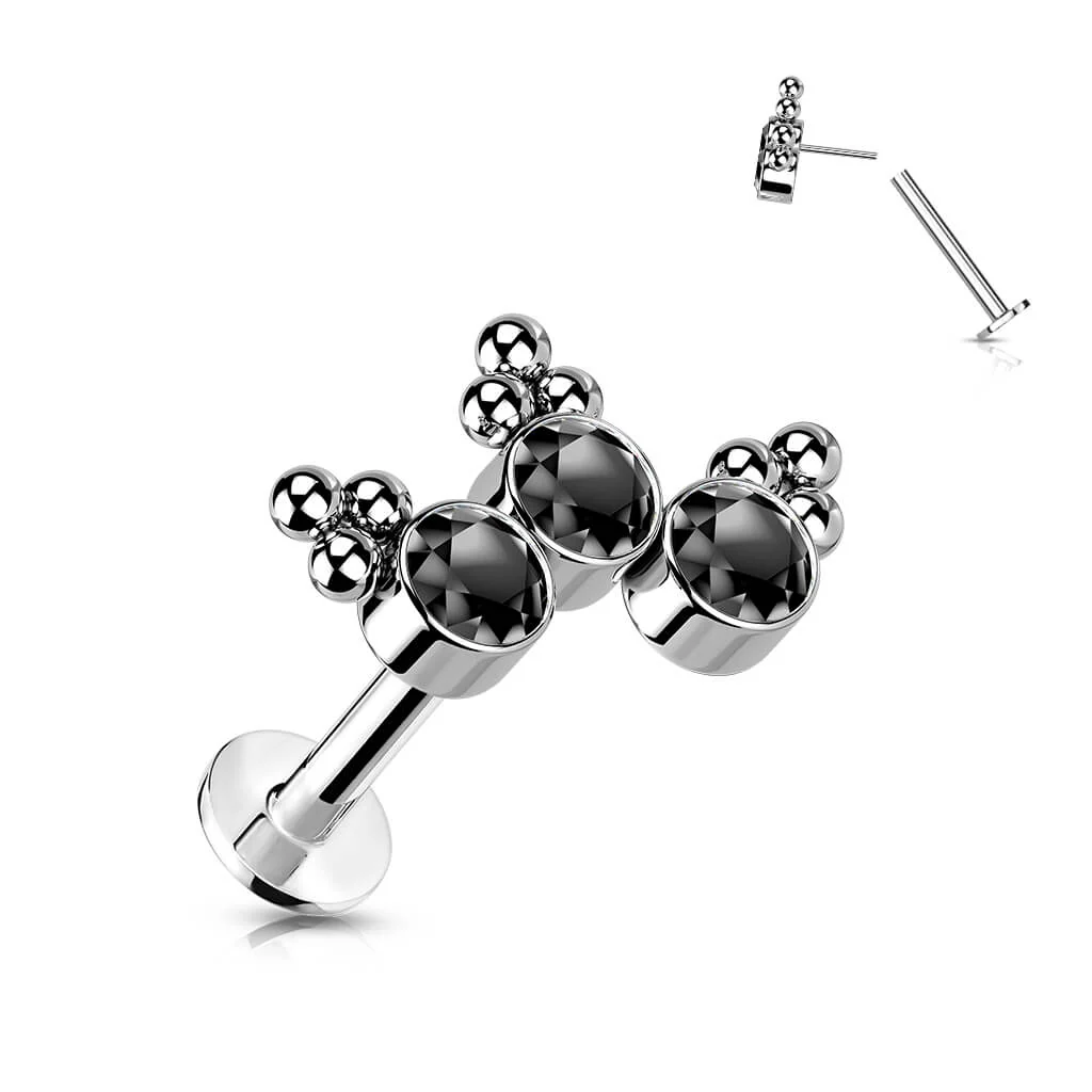 Titan Labret 3 Zirkonia Silber Push-In - Image 7