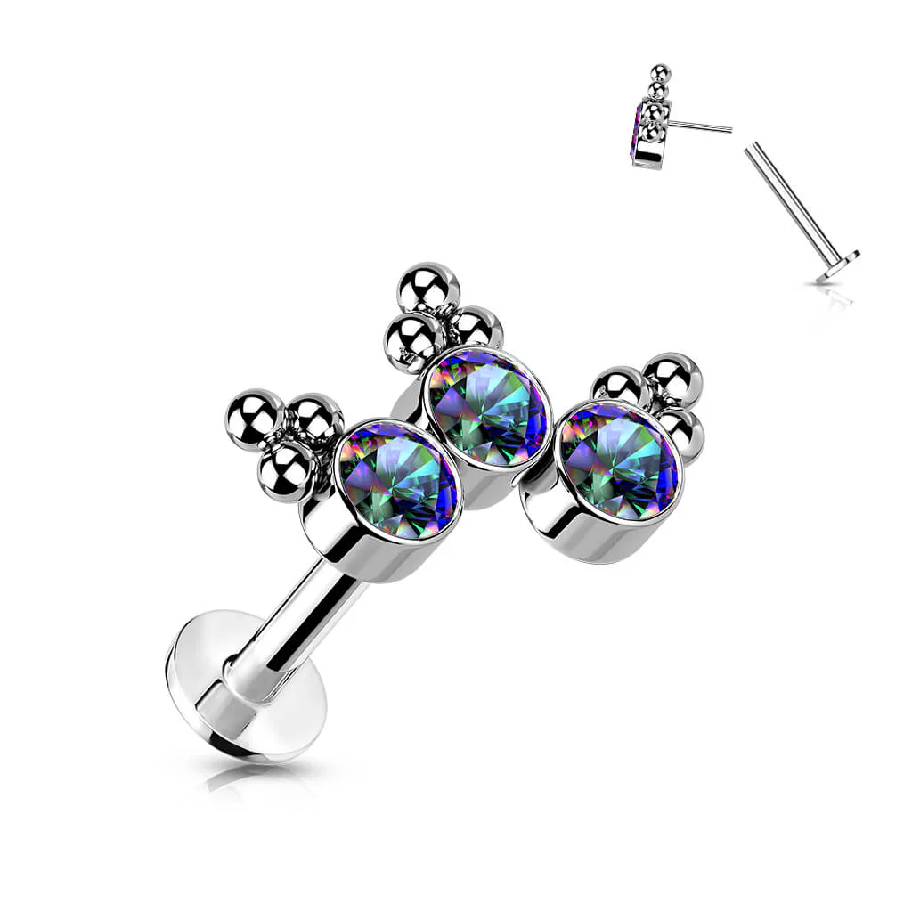 Titan Labret 3 Zirkonia Silber Push-In - Image 8