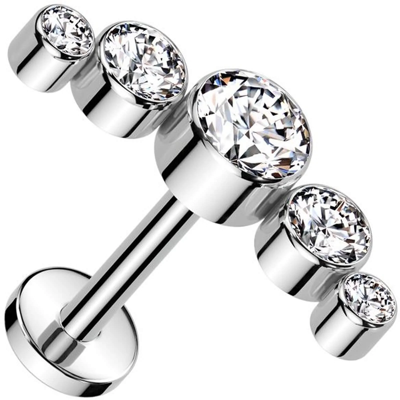 Titan Labret 5 runde Zirkonia Zargenfassung Push-In