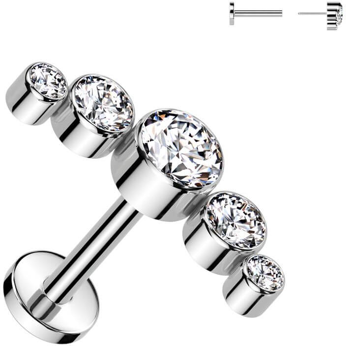 Titan Labret 5 runde Zirkonia Zargenfassung Push-In - Image 3
