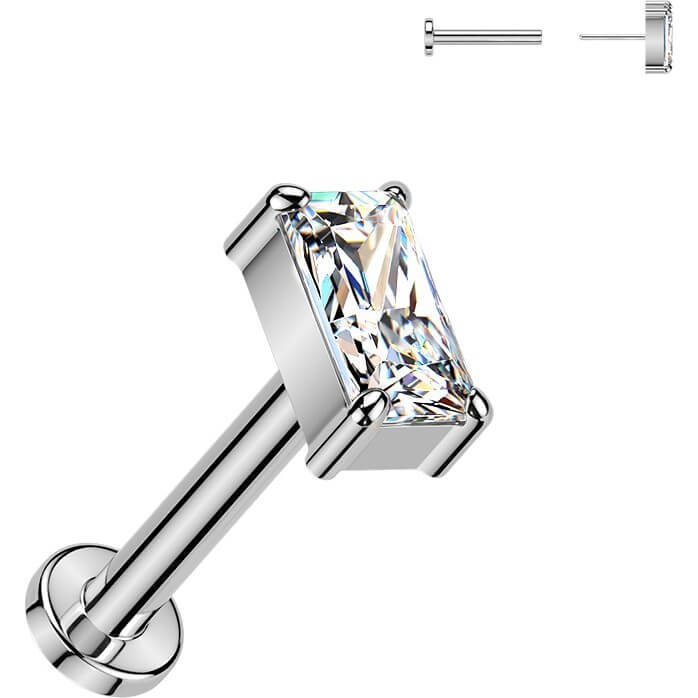 Titan Labret Rechteck Zirkonia Push-In - Image 2