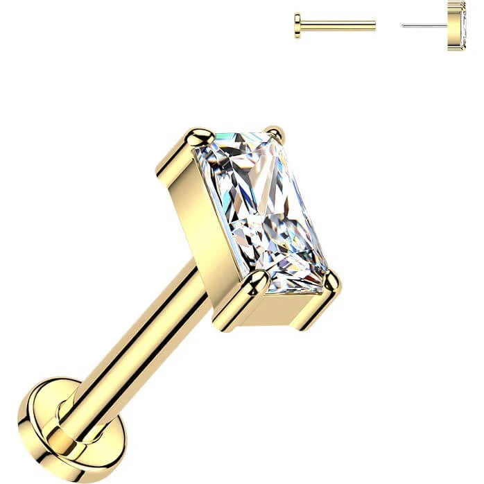 Titan Labret Rechteck Zirkonia Push-In - Image 3