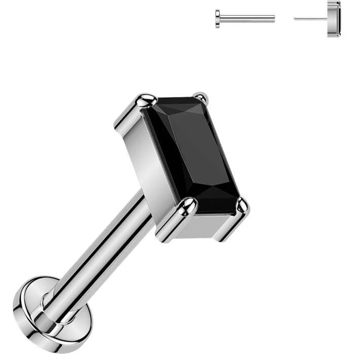 Titan Labret Rechteck Zirkonia Push-In - Image 5