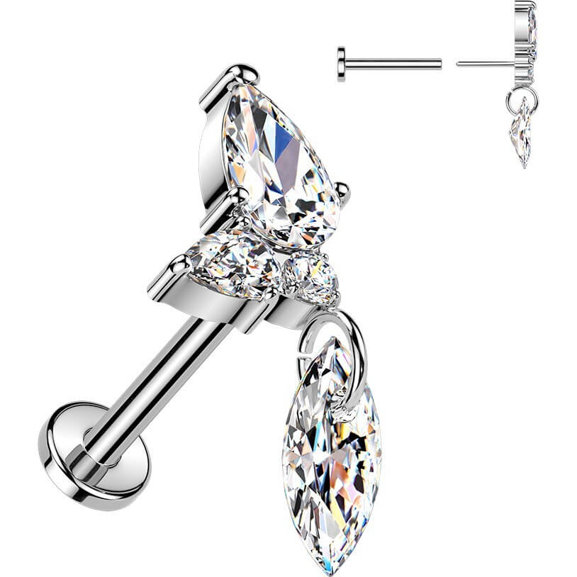 Titan Labret Zirkonia Cluster Marquise Zirkonia Dangle Push-In - Image 2
