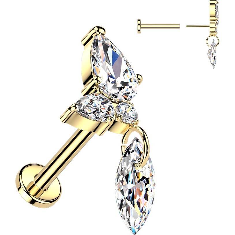 Titan Labret Zirkonia Cluster Marquise Zirkonia Dangle Push-In - Image 3
