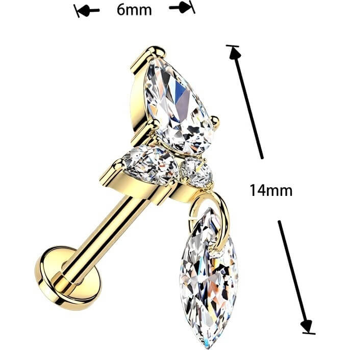 Titan Labret Zirkonia Cluster Marquise Zirkonia Dangle Push-In - Image 4