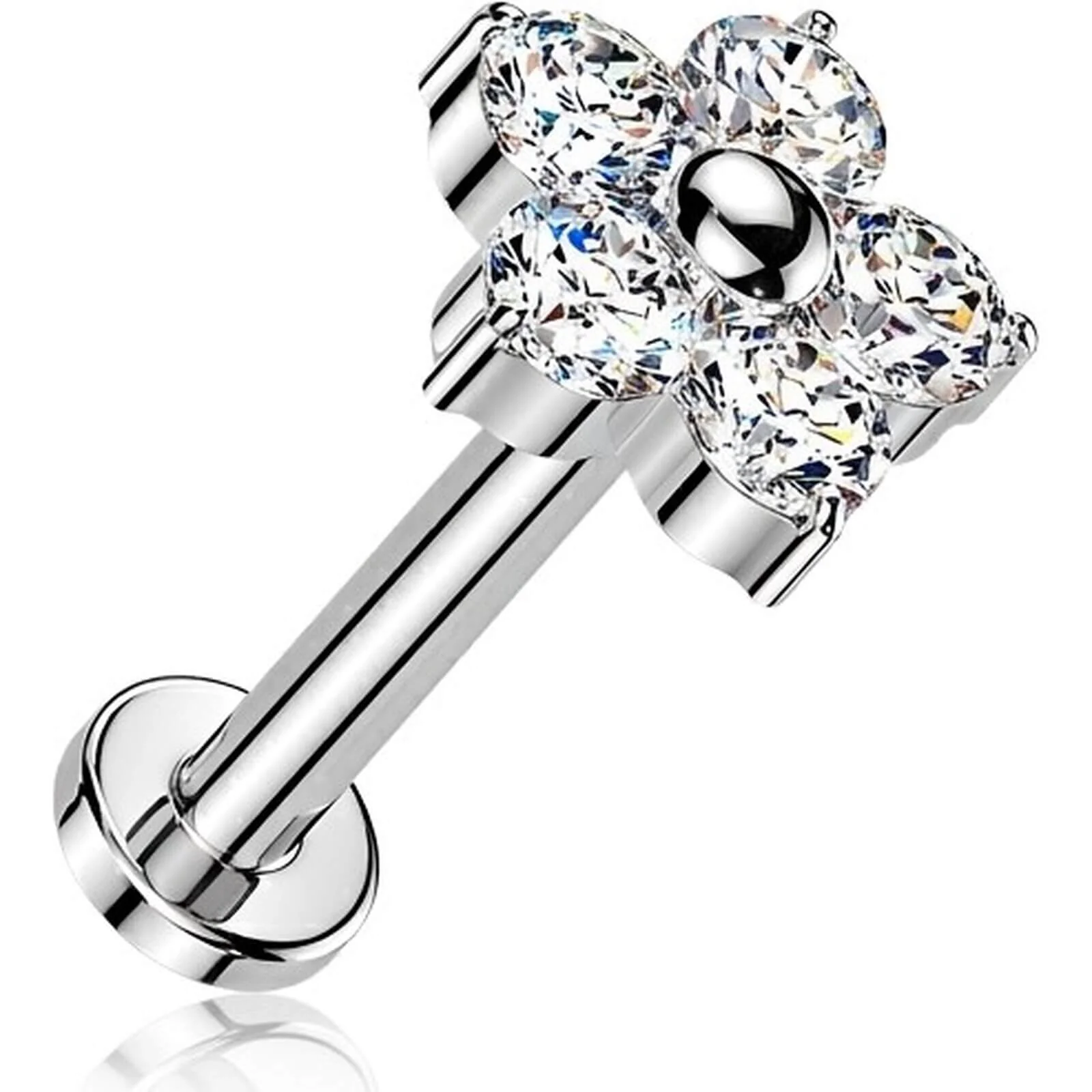 Titan Labret 5 Zirkonia Blume Push-In