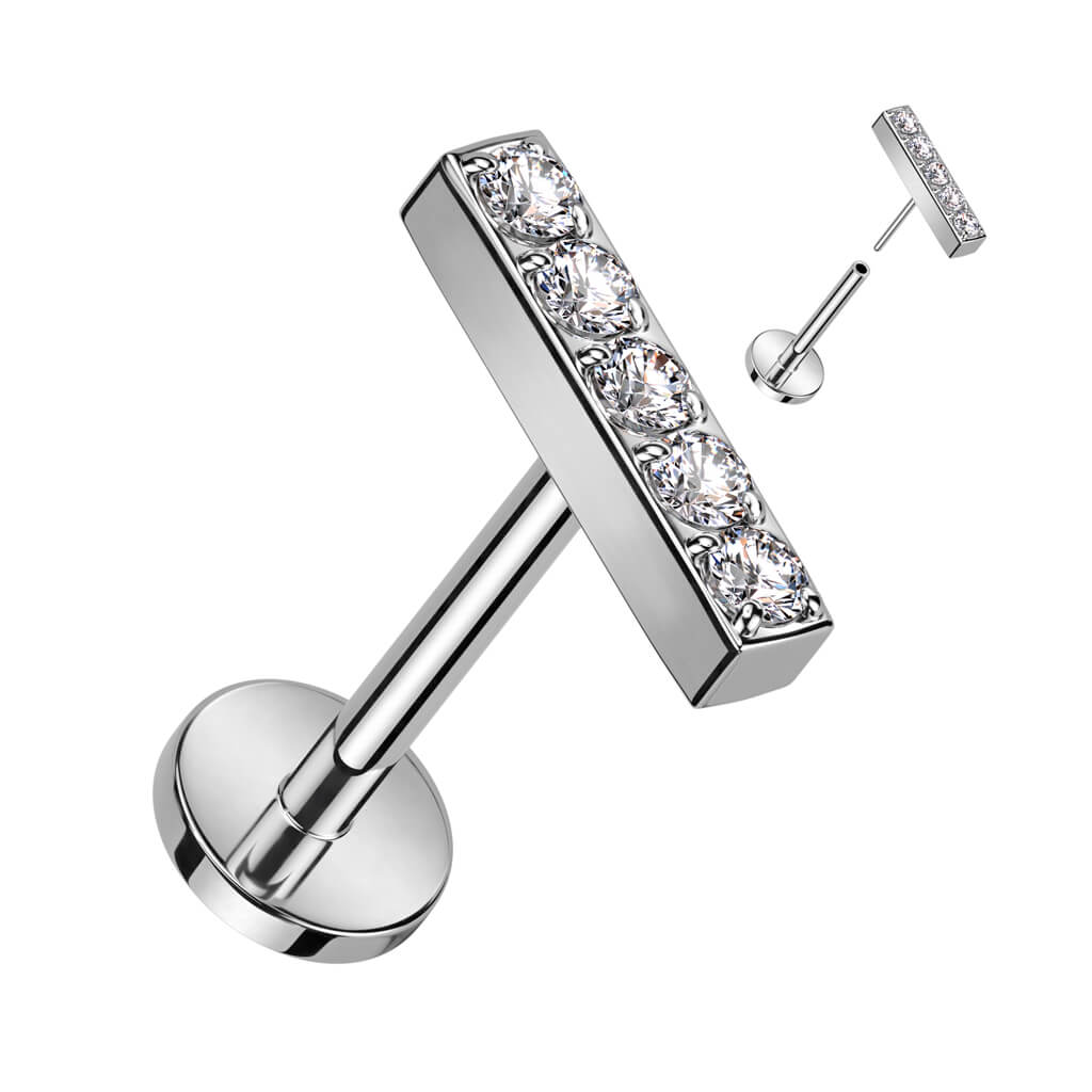 Titan Labret Balken 5 Zirkonia Push-In - Image 2