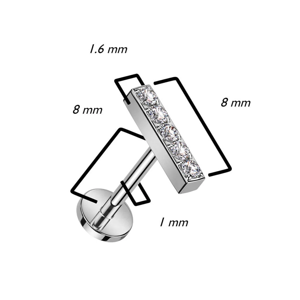 Titan Labret Balken 5 Zirkonia Push-In - Image 3