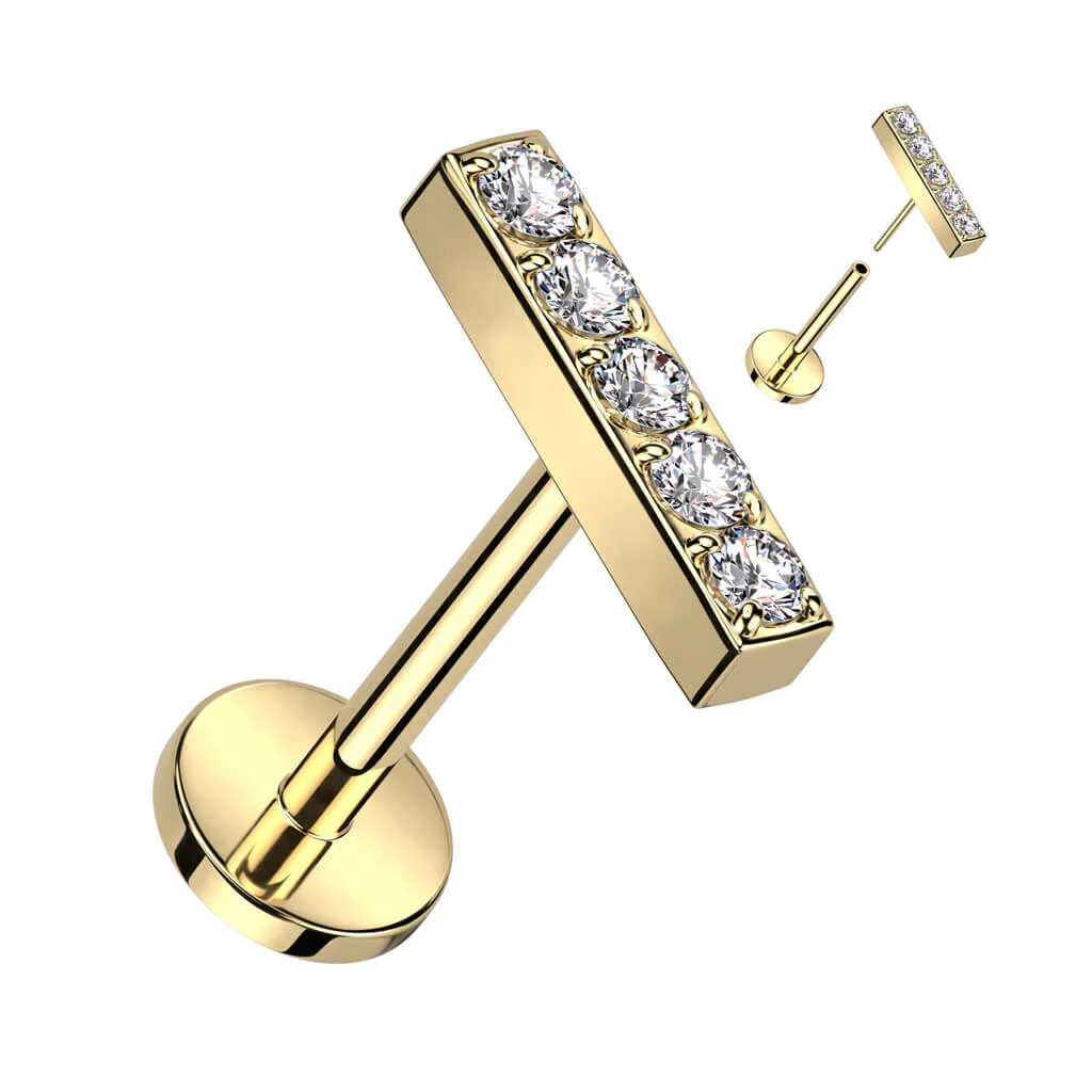 Titan Labret Balken 5 Zirkonia Push-In - Image 4
