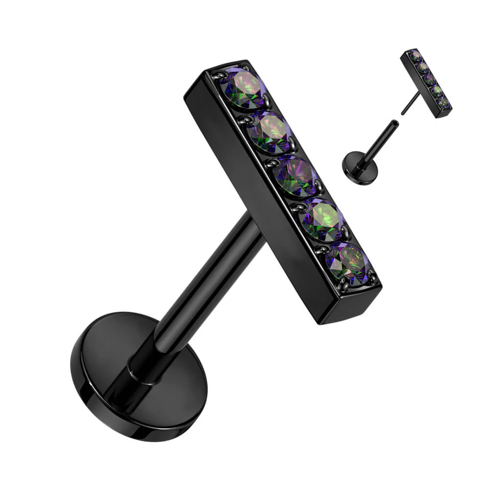 Titan Labret Balken 5 Zirkonia Push-In - Image 5