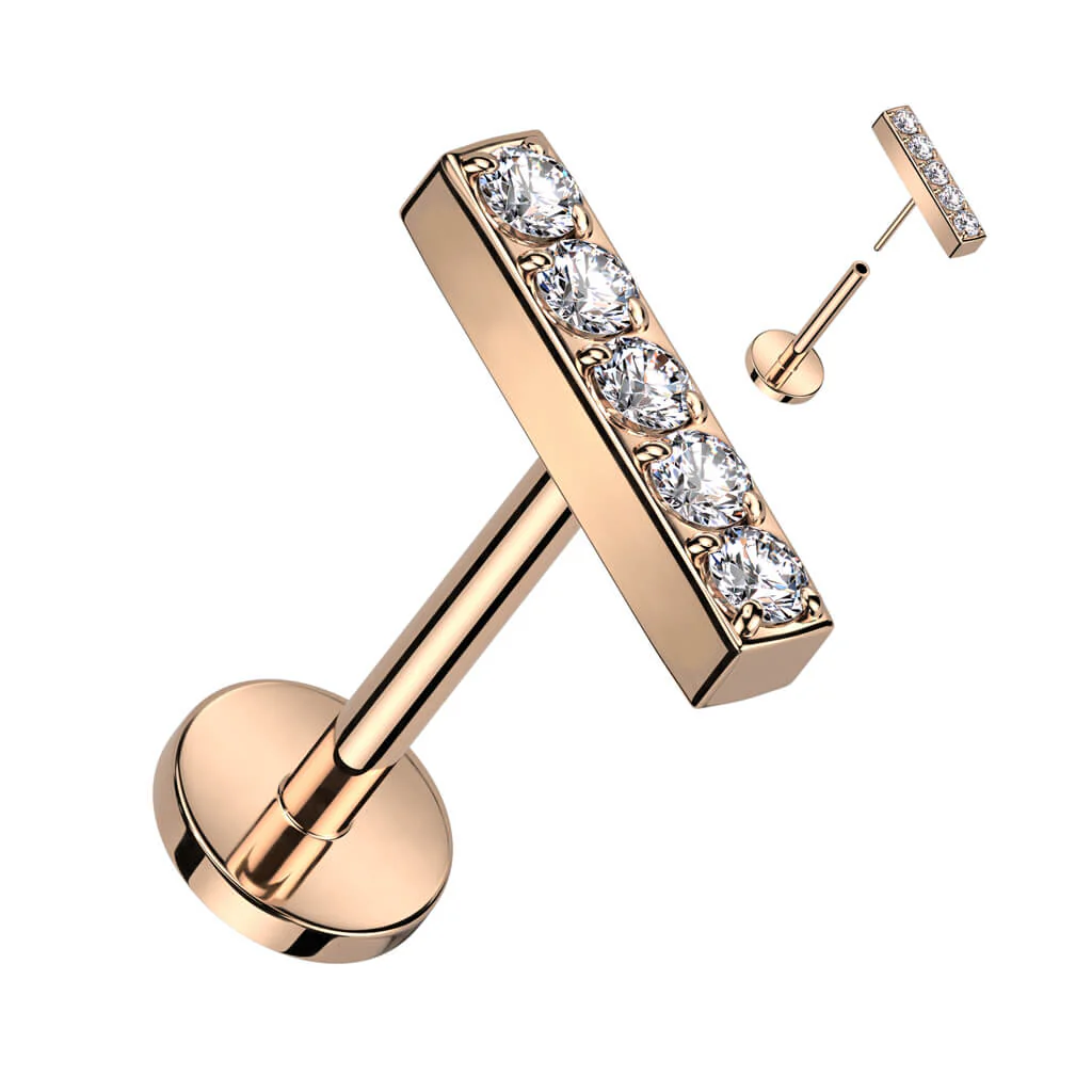 Titan Labret Balken 5 Zirkonia Push-In - Image 6