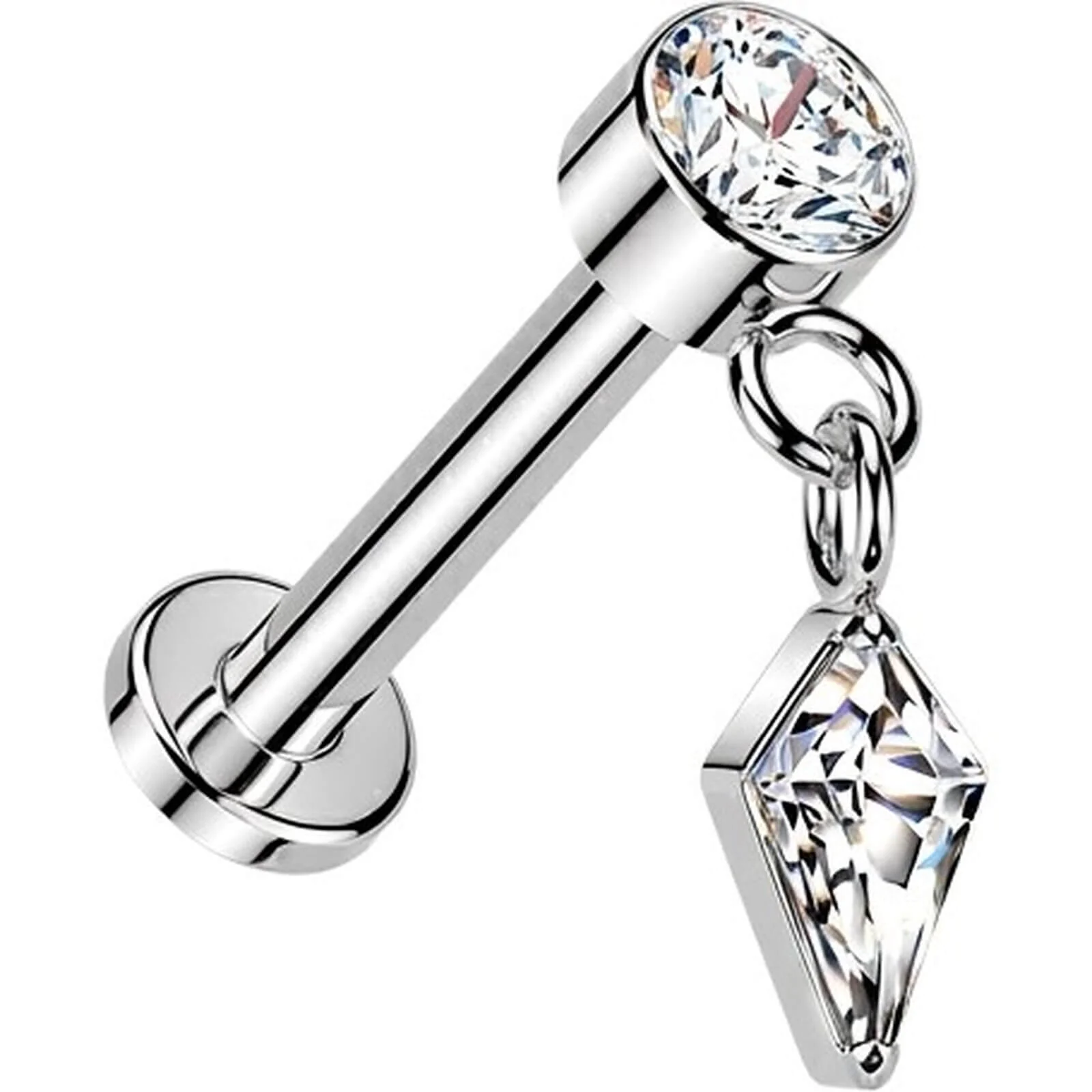 Titan Labret Lünettenfassung Zirkoniaschliff Zirkonia Dangle Push-In