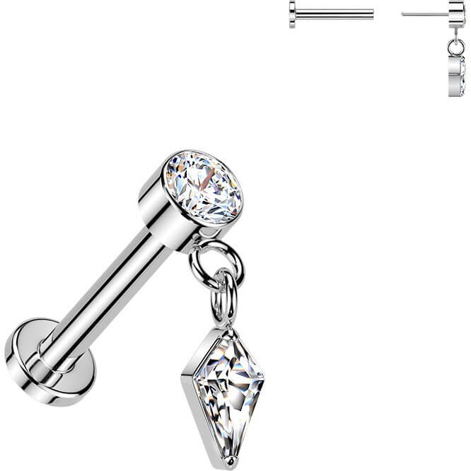 Titan Labret Lünettenfassung Zirkoniaschliff Zirkonia Dangle Push-In - Image 2