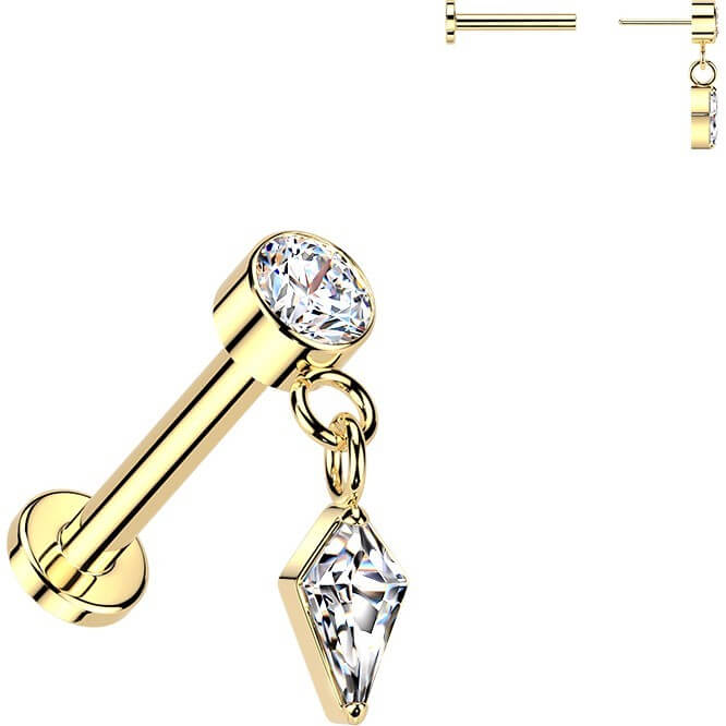Titan Labret Lünettenfassung Zirkoniaschliff Zirkonia Dangle Push-In - Image 3