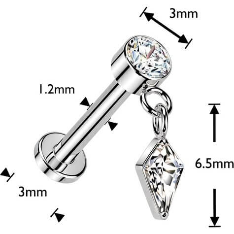 Titan Labret Lünettenfassung Zirkoniaschliff Zirkonia Dangle Push-In - Image 4