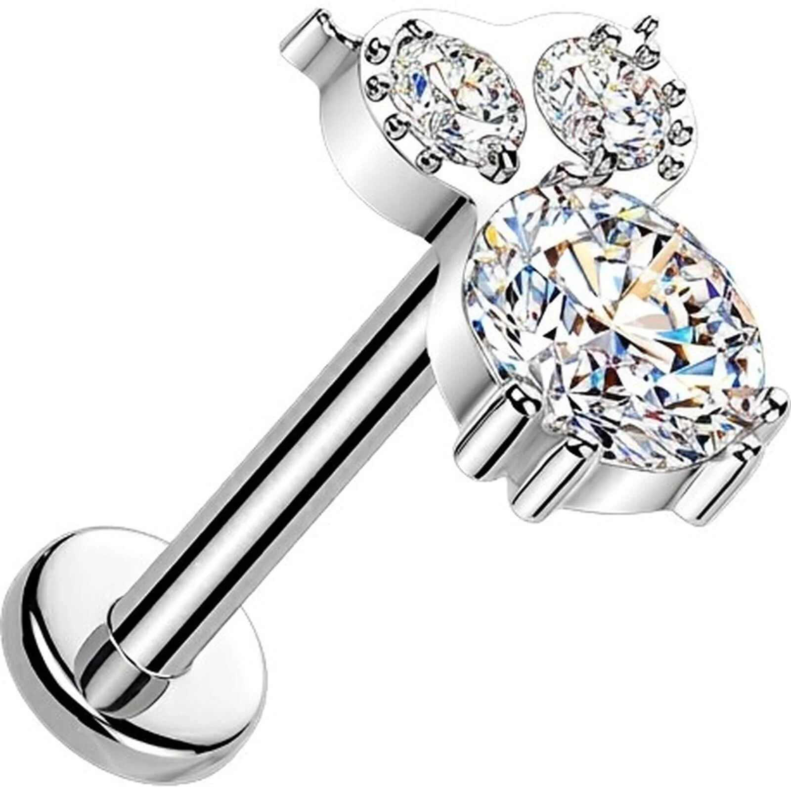 Titan Labret Zirkonia Eule Push-In