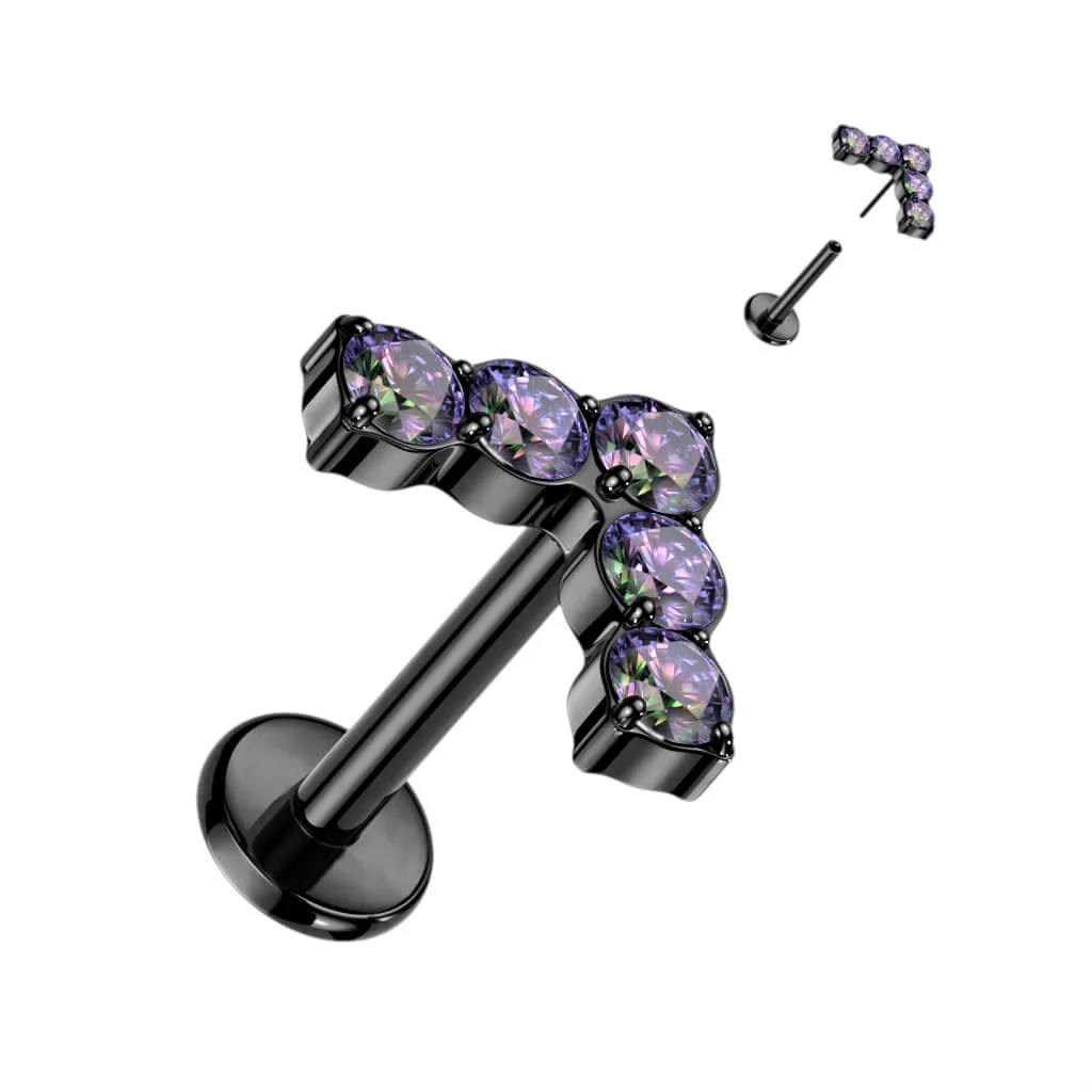 Titan Labret L-Form 5 Zirkonia Push-In - Image 4