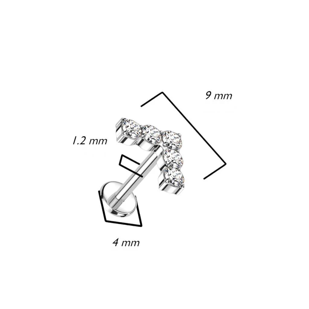 Titan Labret L-Form 5 Zirkonia Push-In - Image 5