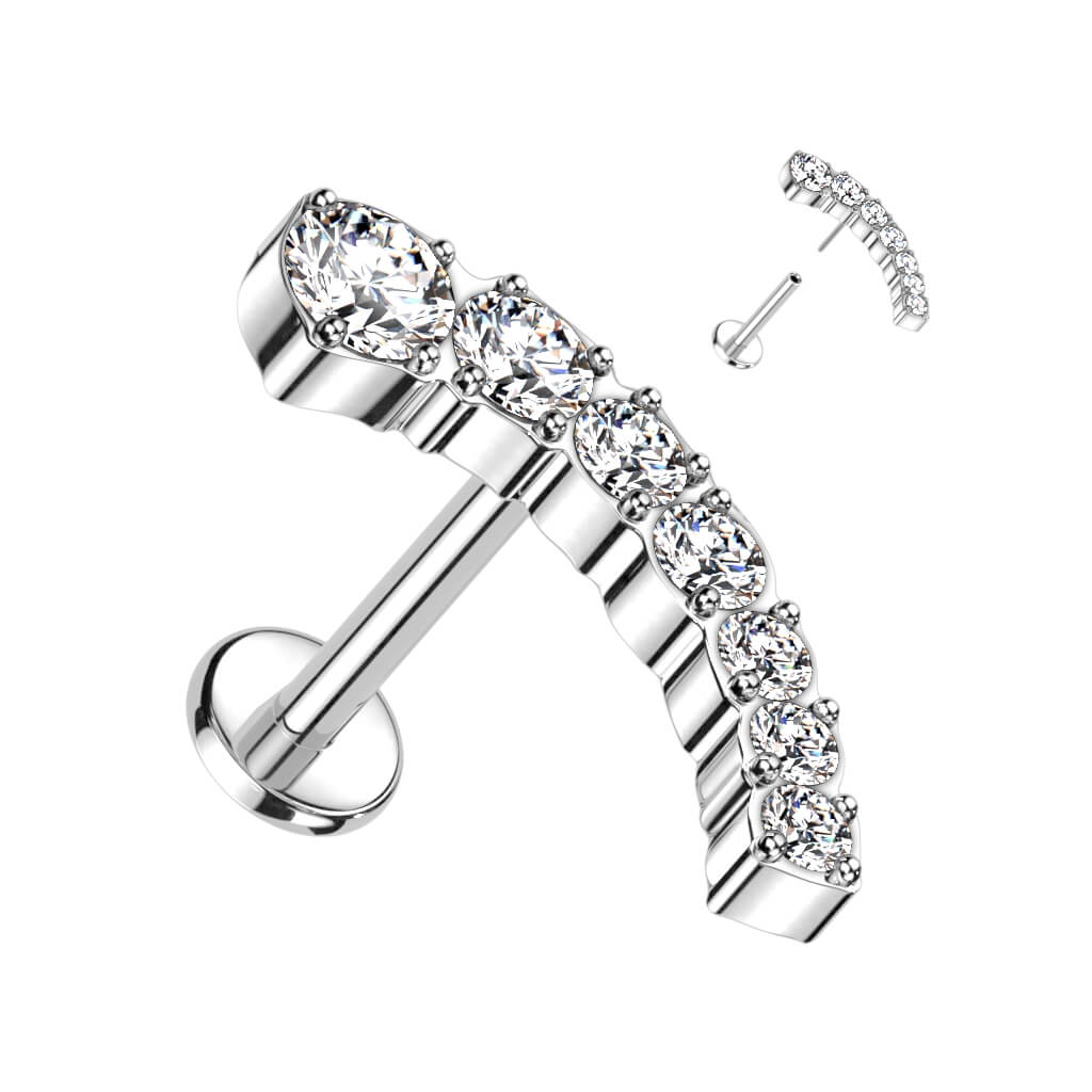 Titan Labret Gebogen Zirkonia Push-In - Image 3