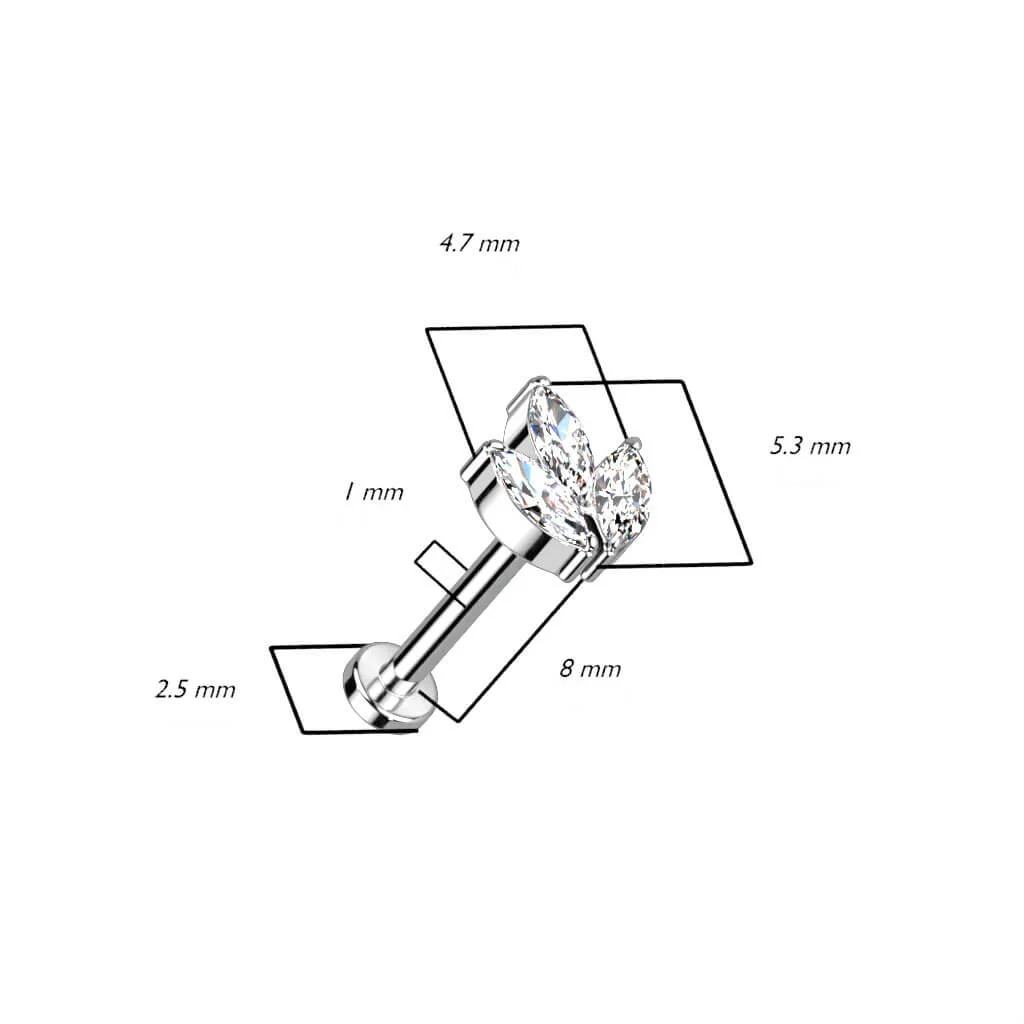 Titan Labret Marquise Schliff Zirkonia Push-In - Image 11