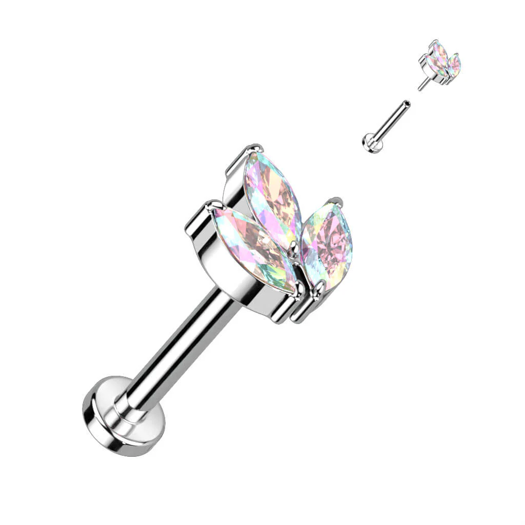 Titan Labret Marquise Schliff Zirkonia Push-In - Image 2
