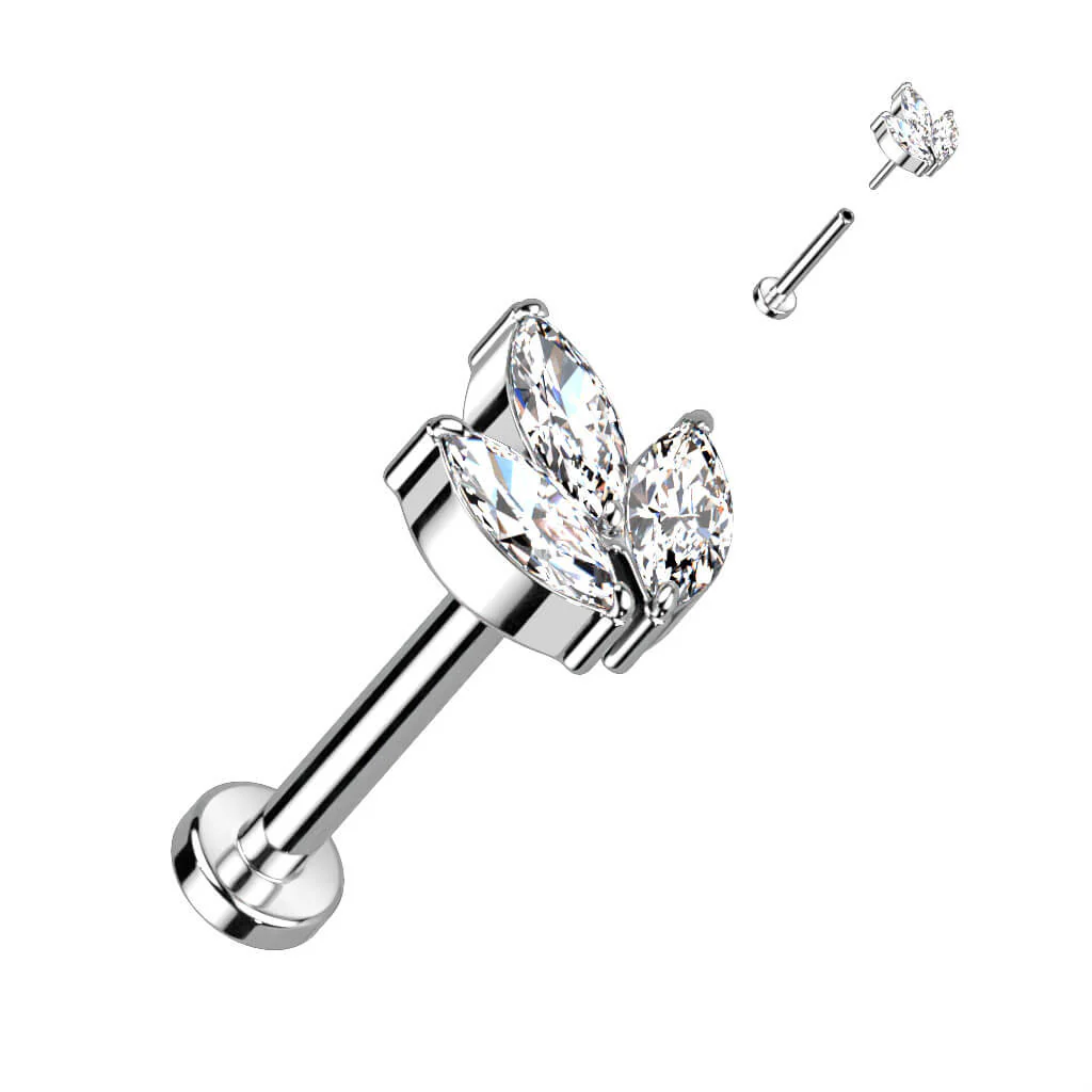 Titan Labret Marquise Schliff Zirkonia Push-In - Image 3