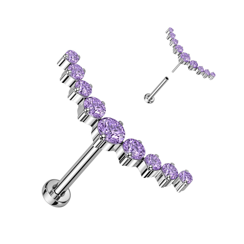 Titan Labret Gebogen Zirkonia Push-In - Image 2
