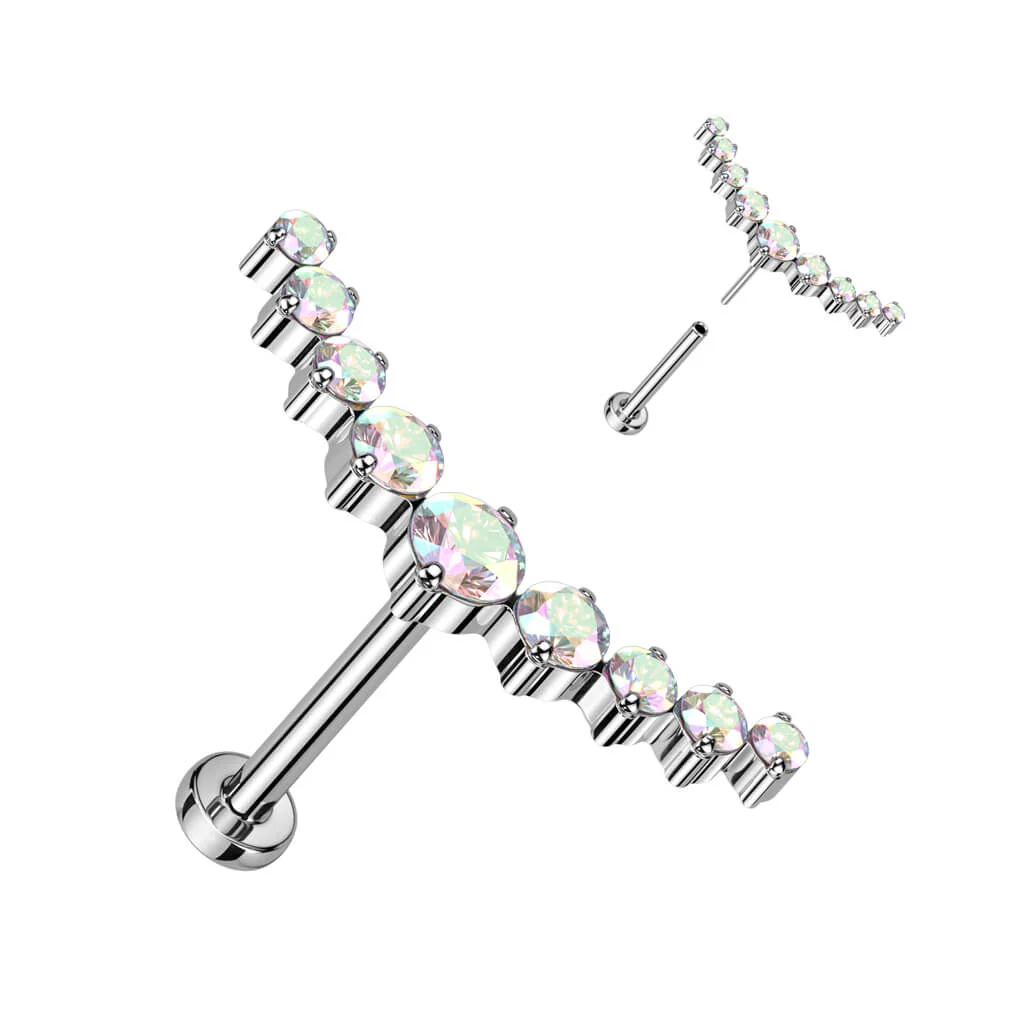 Titan Labret Gebogen Zirkonia Push-In - Image 3