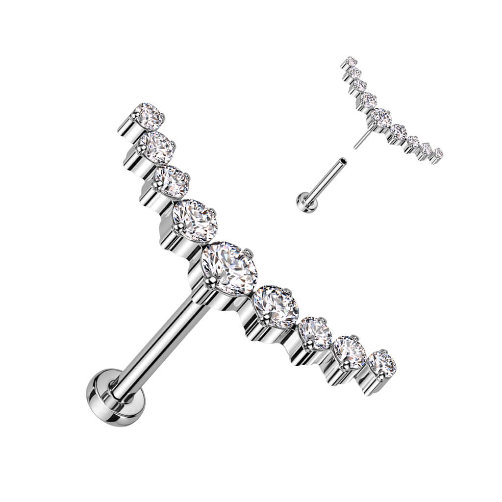 Titan Labret Gebogen Zirkonia Push-In - Image 4