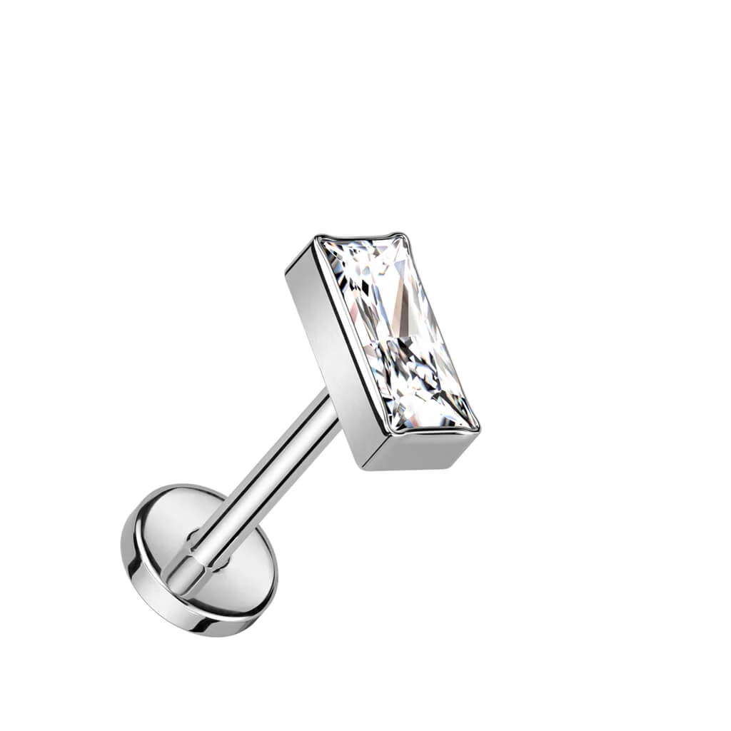 Titan Labret Rechteck Zirkonia Push-In - Image 2