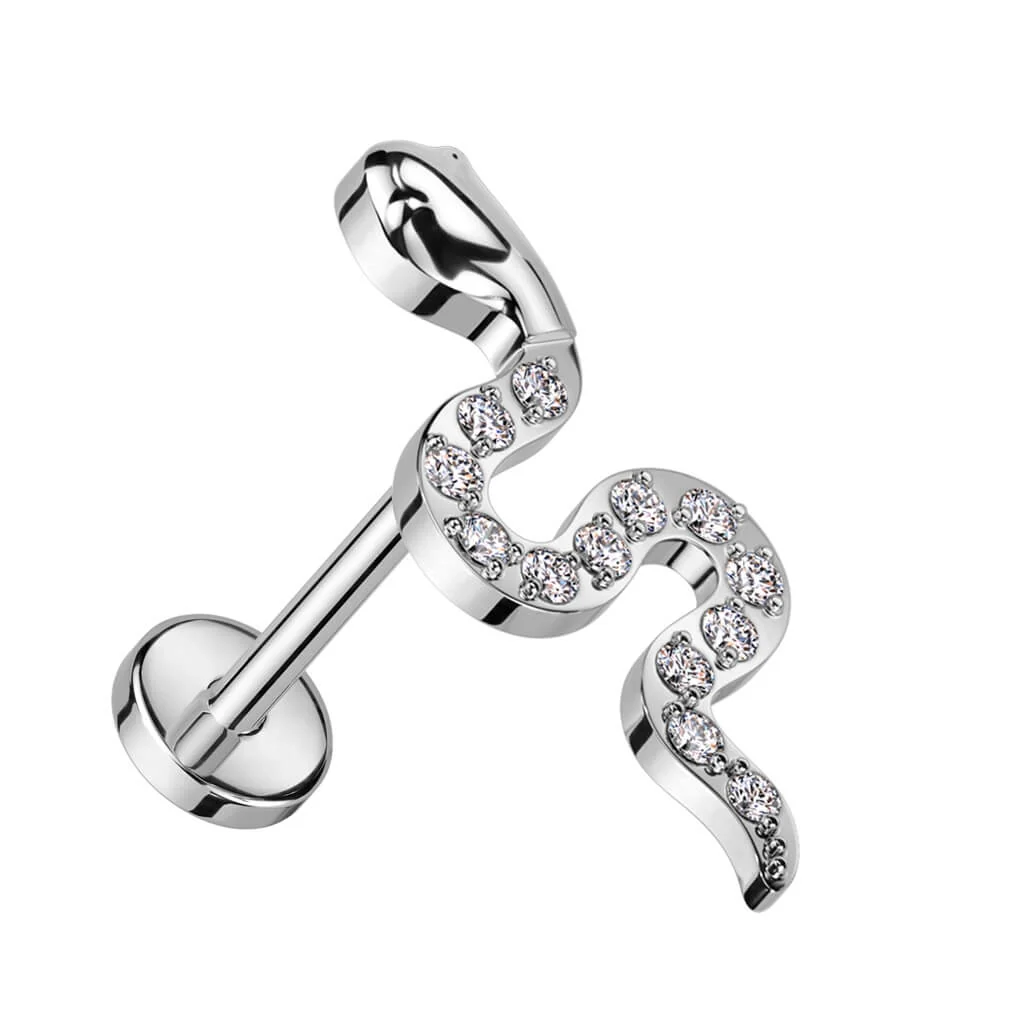 Titan Labret Schlange Zirkonia Push-In - Image 2