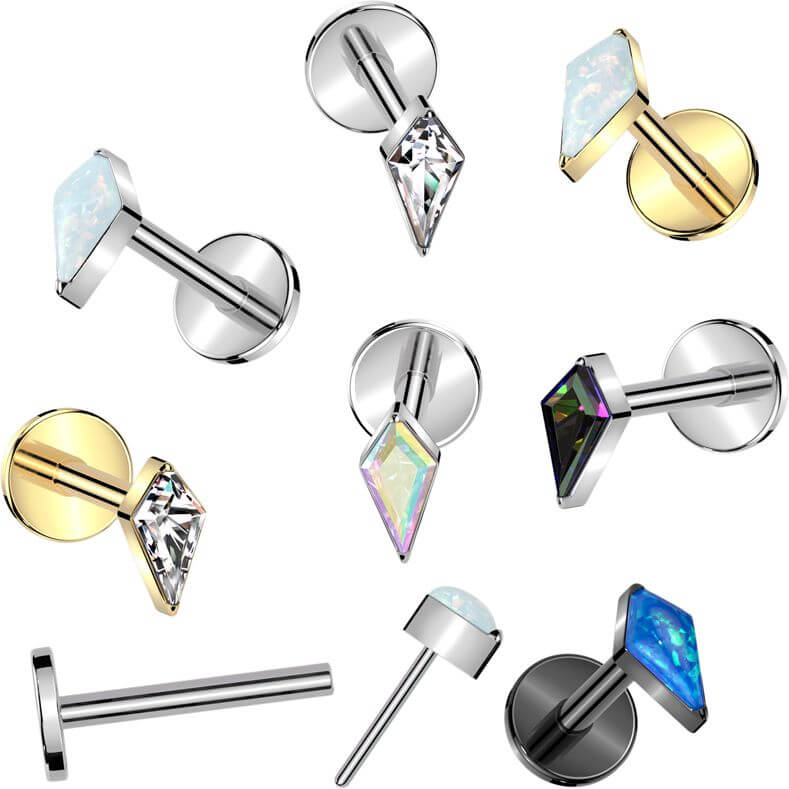 Titan Labret Rautenförmiger Zirkonia Opal Push-In - Image 2
