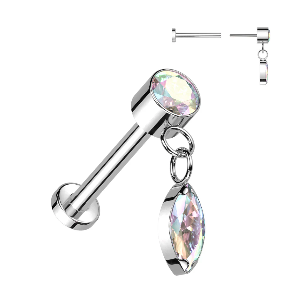 Titan Labret Träne beweglich Zirkonia Push-In - Image 4