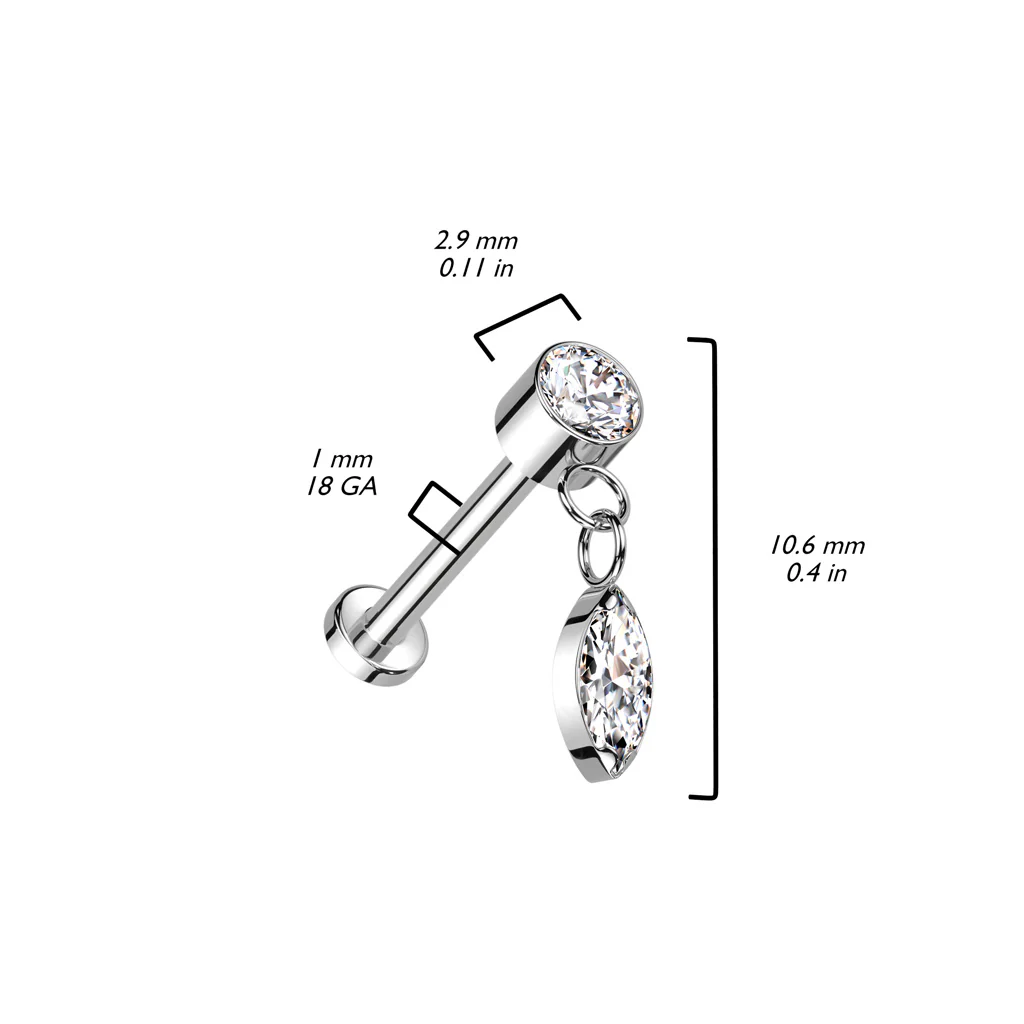Titan Labret Träne beweglich Zirkonia Push-In - Image 6