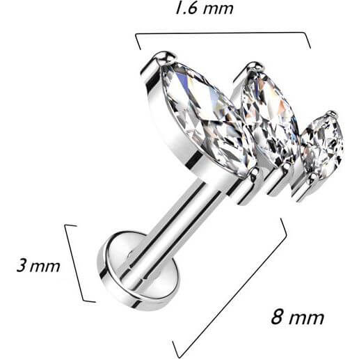 Titan Labret Marquise Schliff Zirkonia Push-In - Image 7