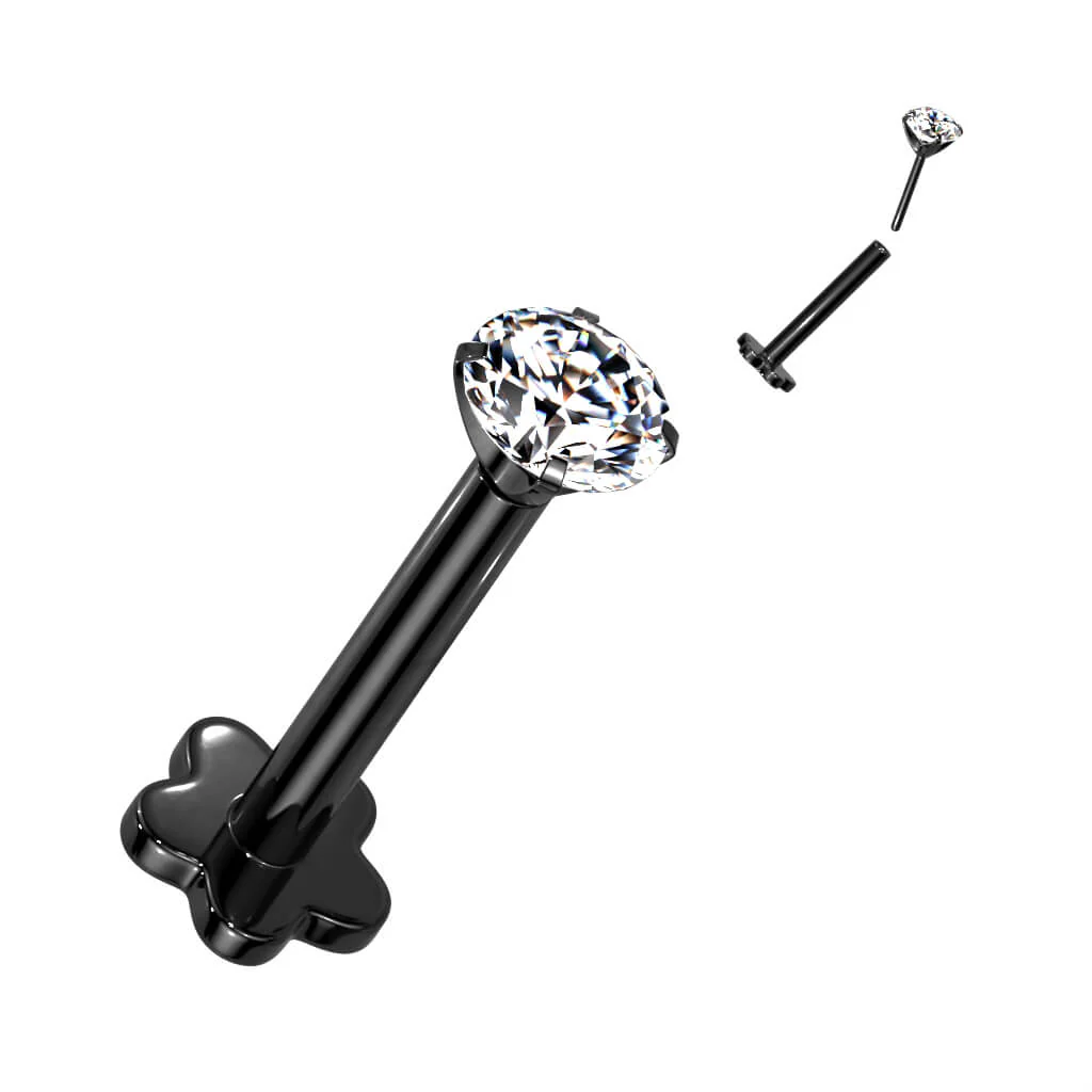 Titan Labret Zirkonia Blumen Base Push-In - Image 8