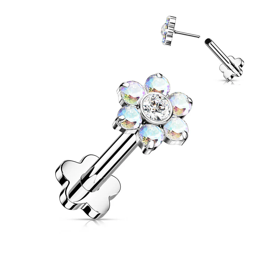 Titan Labret Blumen Zirkonia Blumen Base Push-In - Image 2