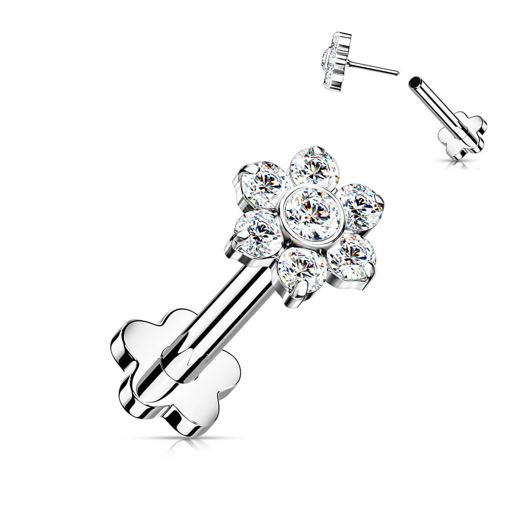 Titan Labret Blumen Zirkonia Blumen Base Push-In - Image 4