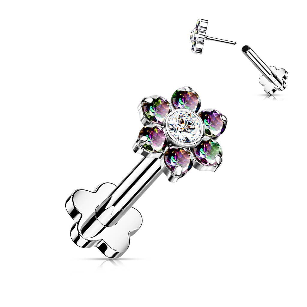 Titan Labret Blumen Zirkonia Blumen Base Push-In - Image 8