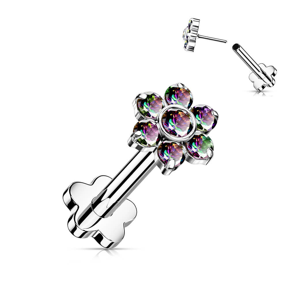 Titan Labret Blumen Zirkonia Blumen Base Push-In - Image 9