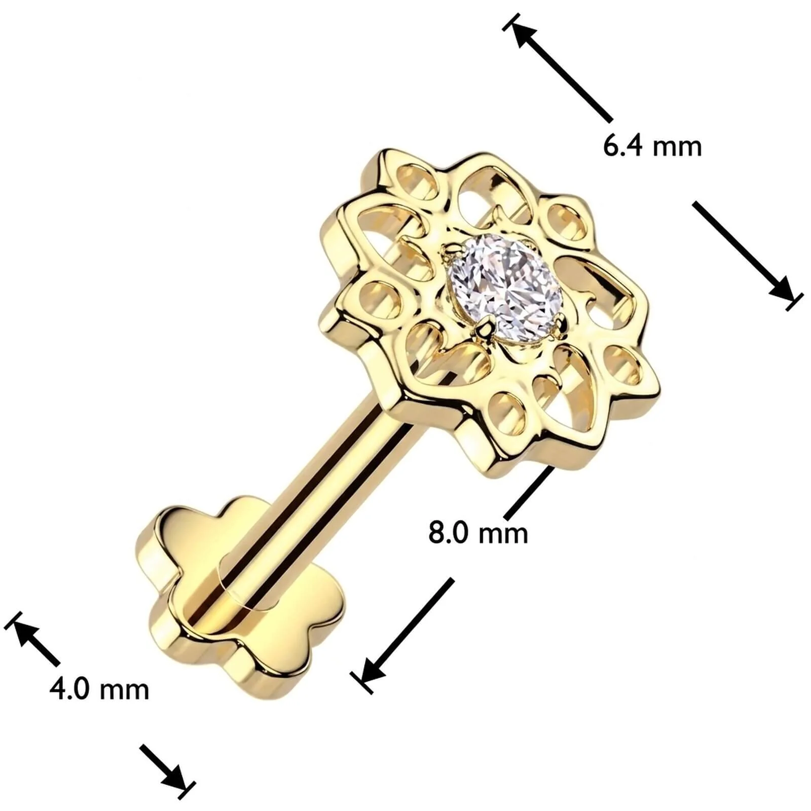 Titan Labret Zirkonia Blume Base Blume Push-In - Image 4