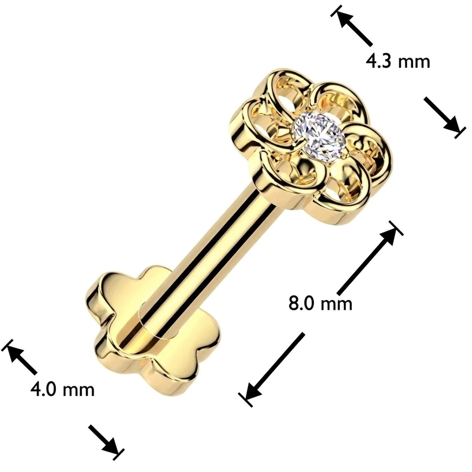 Titan Labret Blume Zirkonia Blume Base Push-In - Image 4