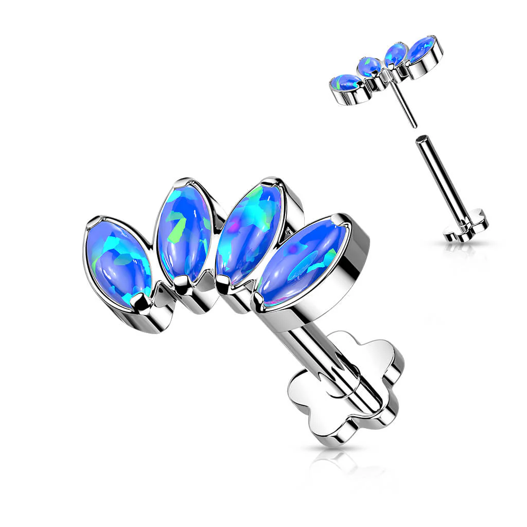 Titan Labret Marquise Schliff Opal Blumen Base Push-In - Image 2