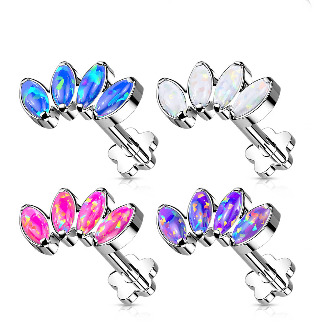 Titan Labret Marquise Schliff Opal Blumen Base Push-In - Image 3