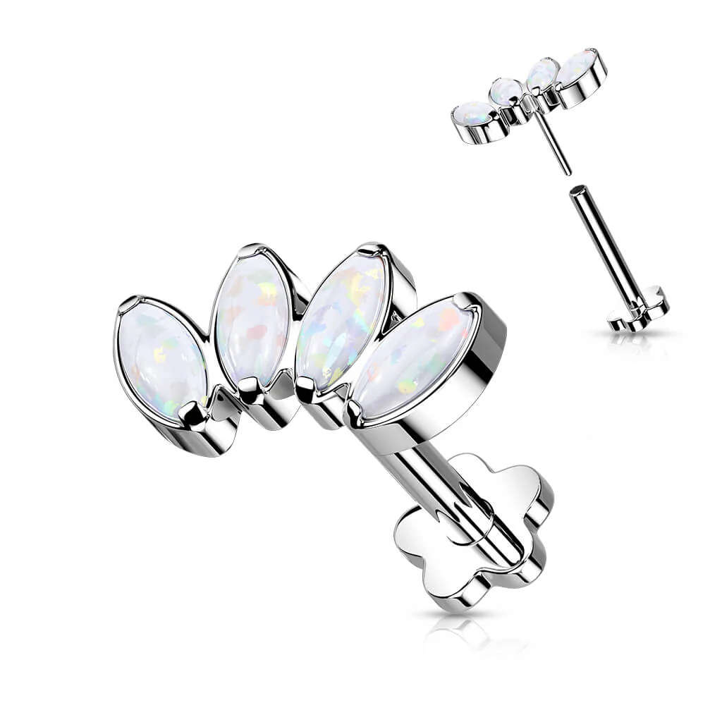 Titan Labret Marquise Schliff Opal Blumen Base Push-In - Image 4