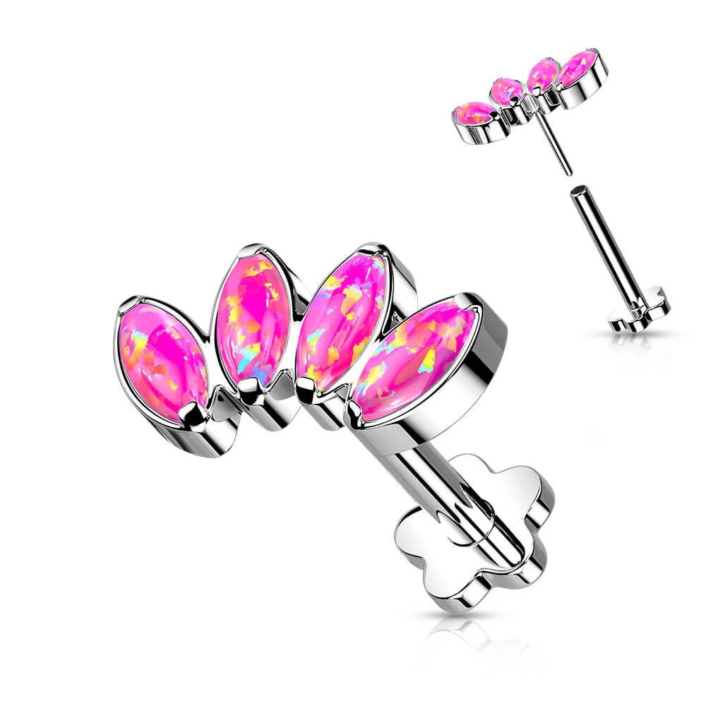 Titan Labret Marquise Schliff Opal Blumen Base Push-In - Image 6