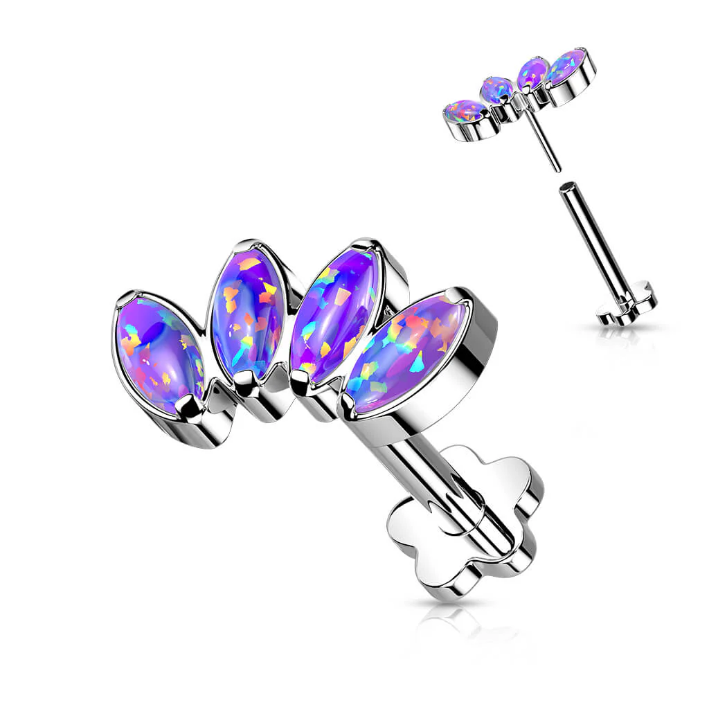 Titan Labret Marquise Schliff Opal Blumen Base Push-In - Image 7